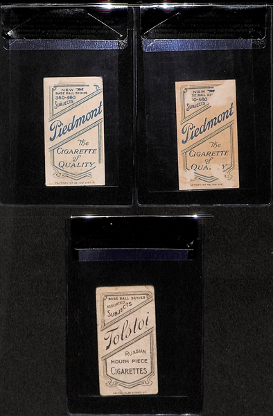 Lot of 3 1909-11 T206 Cards - Davis/Pelty/Bell (Tolstoi Back/Miscut) - BVG