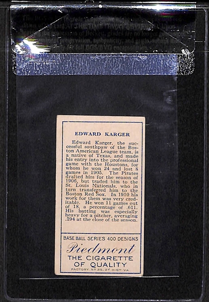 1911 T205 Edward Karger - Piedmont Back - BVG 5.0