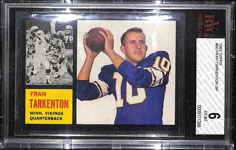 1962 Topps Fran Tarkenton #90 - Short Print BVG 6 EX/MT