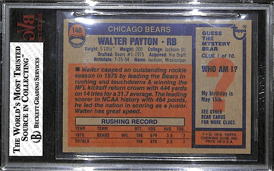 1976 Topps #148 Walter Payton #148 BVG 7.5 NM+
