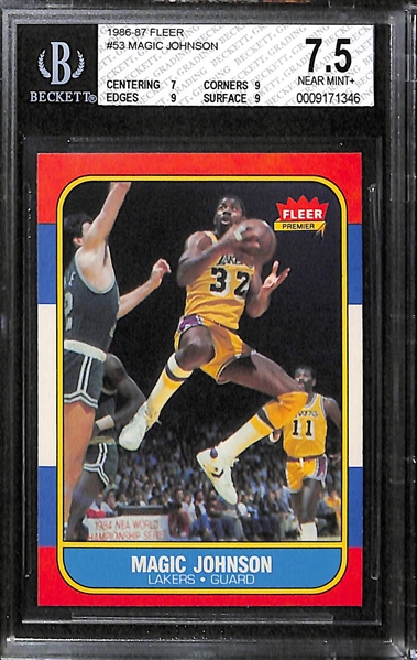 Lot of 4 Basketball Hall of Famer Cards (Fleer & Topps) - Barkley, Bird, & Johnson - BVG