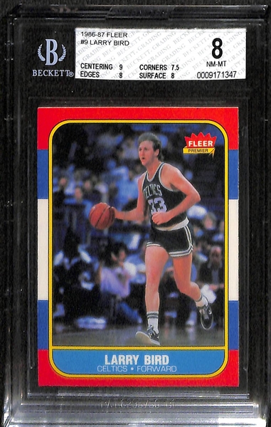Lot of 4 Basketball Hall of Famer Cards (Fleer & Topps) - Barkley, Bird, & Johnson - BVG