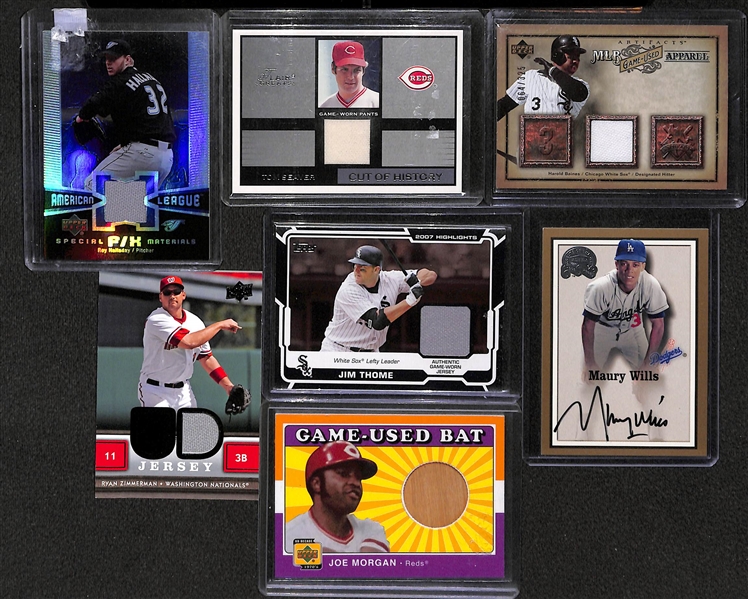 Lot Of 50 Baseball Auto & Relic Cards w. Maury Wills