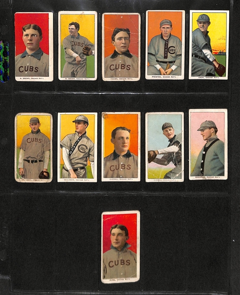 Lot Of 11 1909 T206 Chicago Cubs Cards w. M. Brown