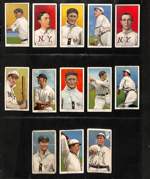 Lot Of 13 1909 T206 New York Giants Cards w. Marquard