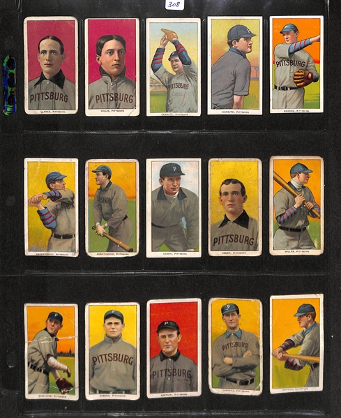 Lot Of 15 1909 T205 Pittsburgh Pirates Cards w. Clarke