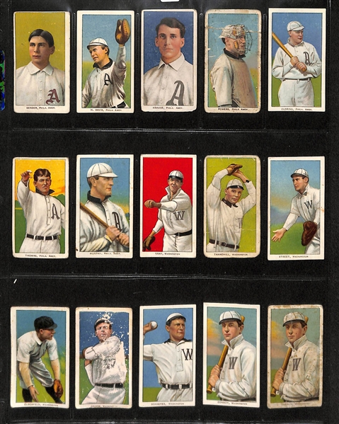 Lot of 15 1909 T206 Phila As & Washington Senators w. Chief Bender