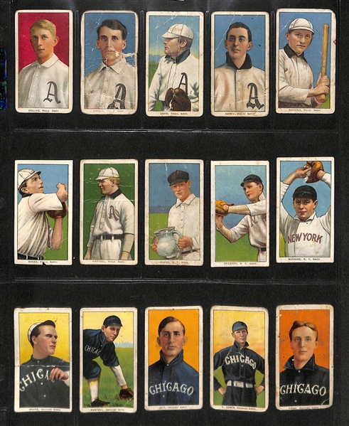 Lot of 15 1909 T206 Cards w. HOFers Eddie Collins & Frank Baker 