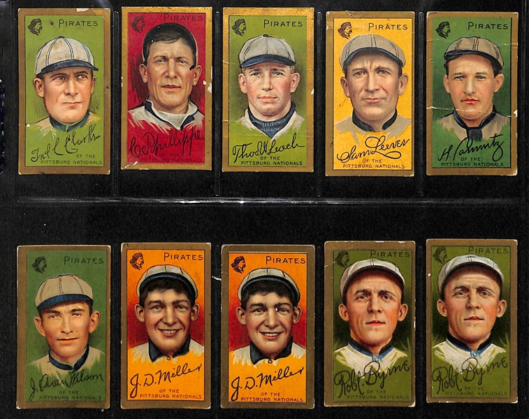 Lot of 10 1911 T205 Pittsburgh Pirates Cards w. Clarke