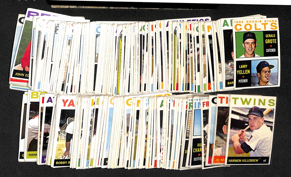 Lot Of 210 Different 1964 Topps Baseball Cards w. Killebrew