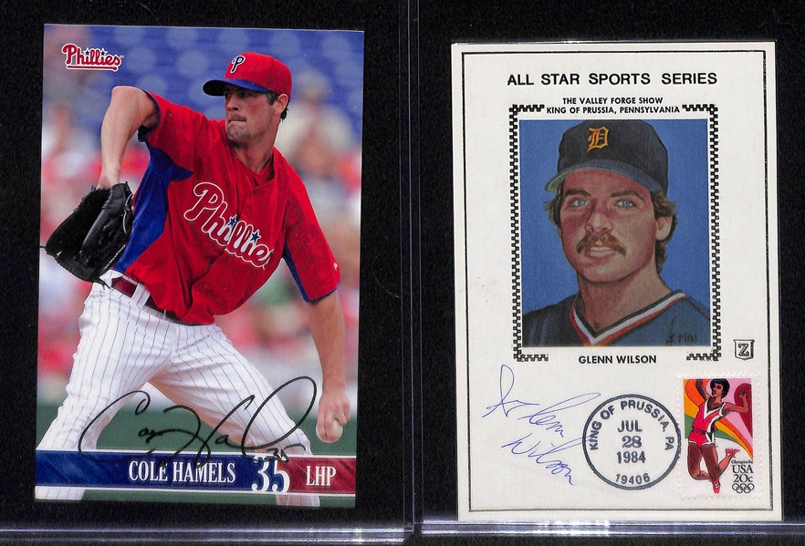 Mixed Baseball Cards & Signed Photos Lot w. Musial Auto