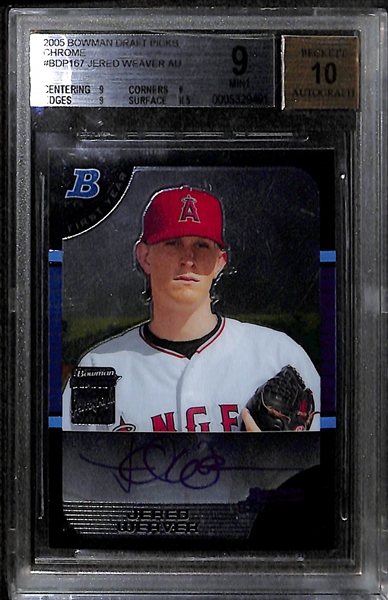 Lot Of 3 Baseball Graded Auto Rookie Cards w. Verlander, Braun BGS 9.5, & Weaver
