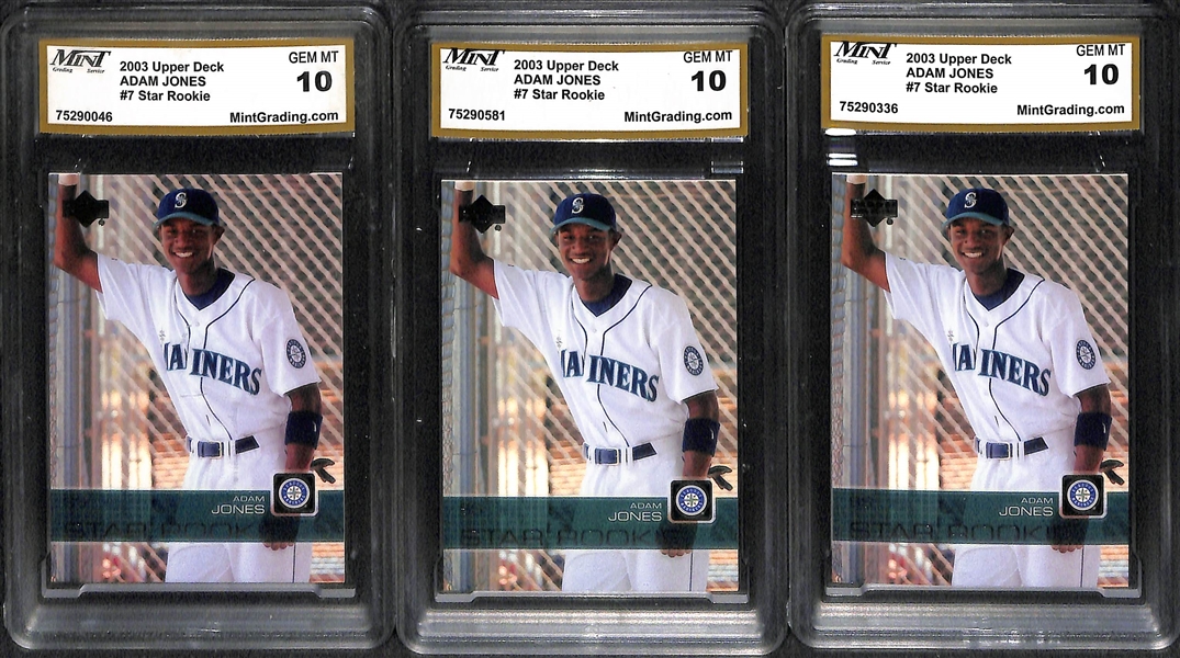 Lot Of 23 Baseball Graded Rookie Cards w. Frank Thomas. Maddux, Chipper Jones, Adam Jones, & more!
