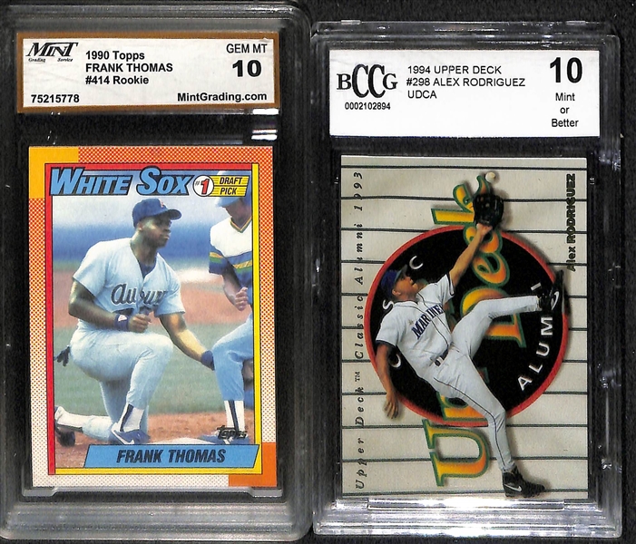 Lot Of 23 Baseball Graded Rookie Cards w. Frank Thomas. Maddux, Chipper Jones, Adam Jones, & more!