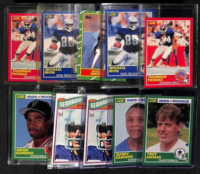 Lot Of 10 Football Stars Rookie Cards w. Aikman & Sanders Score Rookies, Largnet, Irvin, +
