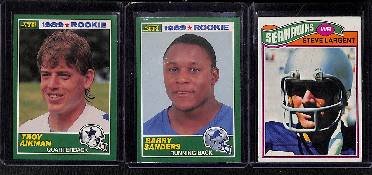 Lot Of 10 Football Stars Rookie Cards w. Aikman & Sanders Score Rookies, Largnet, Irvin, +