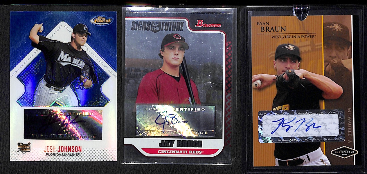 Lot Of 56 Baseball Certified Autograph Cards w. Ryan Braun, Jay Bruce, and others