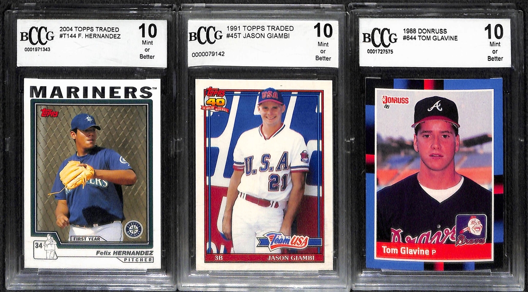 Lot Of 15 Baseball Graded Star Cards w. Sosa, Utley, Maddux, F. Hernandez, and more