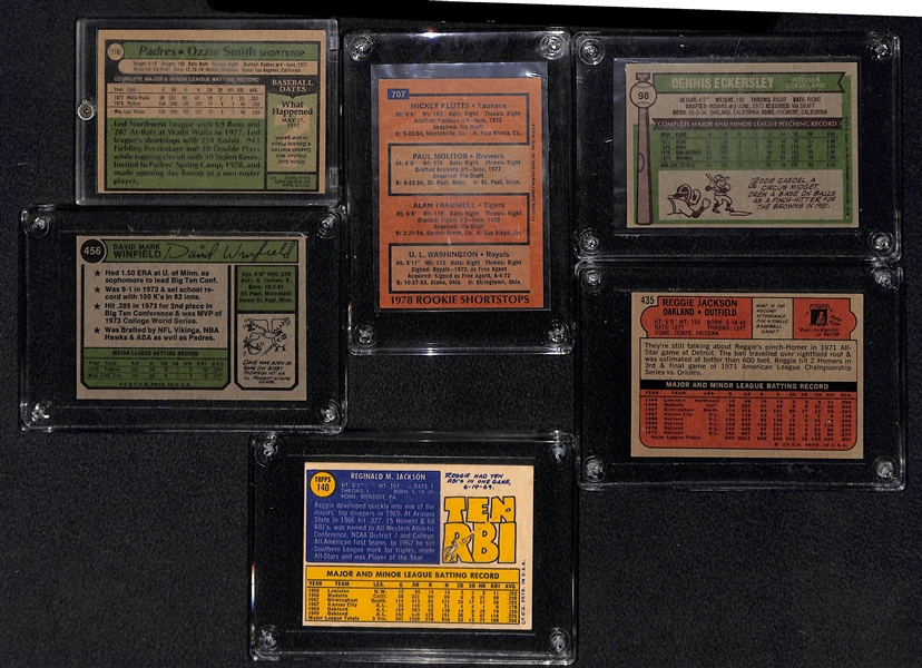 Lot Of 6 1970's Baseball Stars Cards w. Ozzie Smith RC