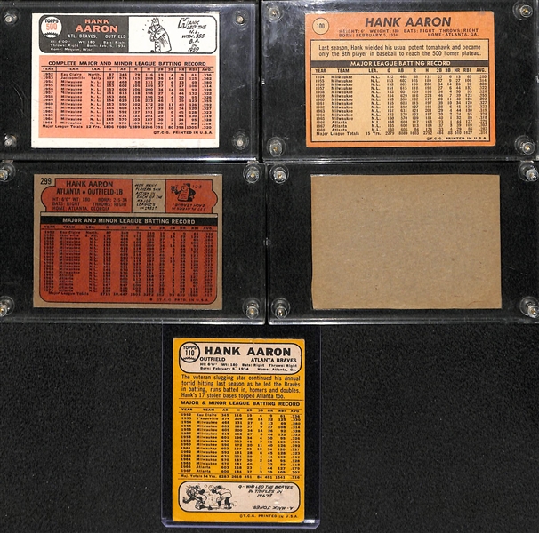 Lot Of 5 Hank Aaron Vintage Cards w. 1966 Topps
