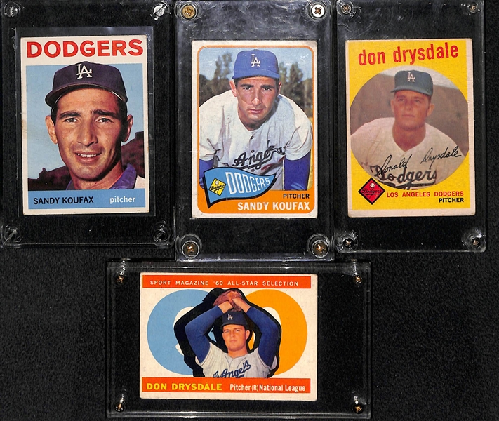 Lot Of 4 Sandy Koufax and Don Drysdale Cards