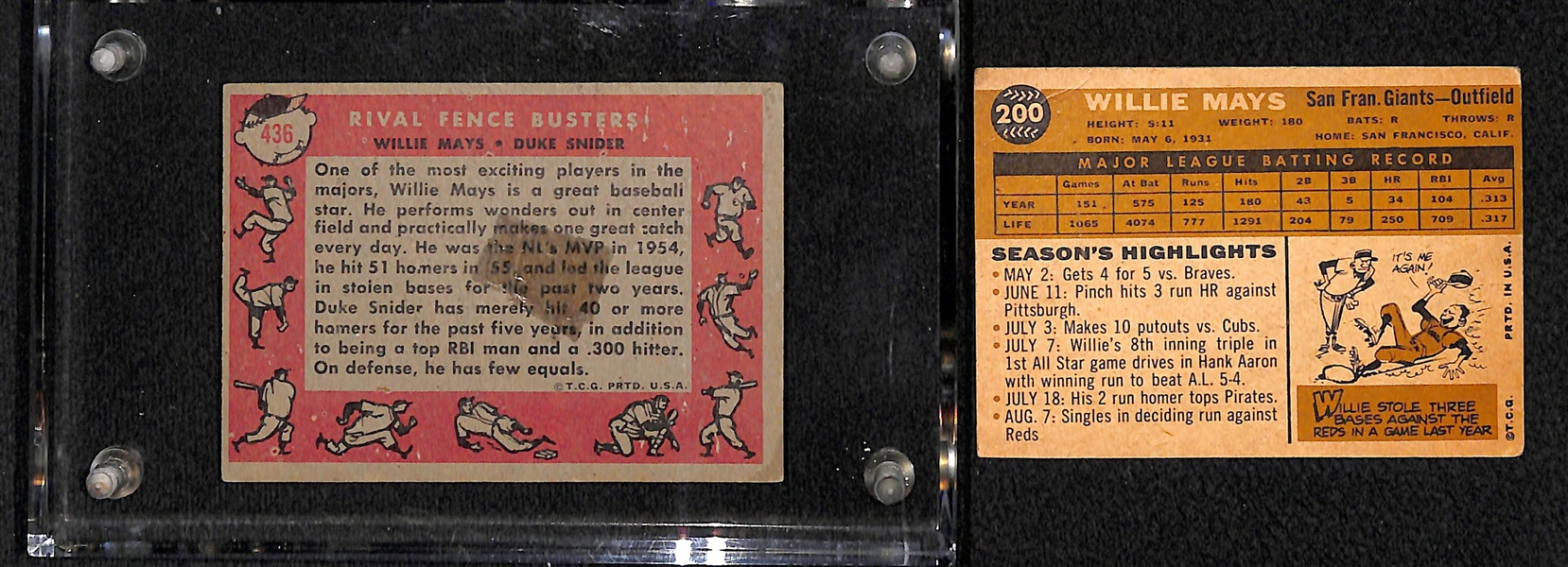 1960 Topps Willie Mays & 1959 Fence Busters w. Mays