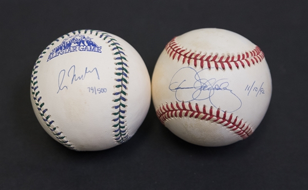 Lot Of 2 HOF Player Signed Baseballs - Greg Maddux & Dennis Eckersley - JSA