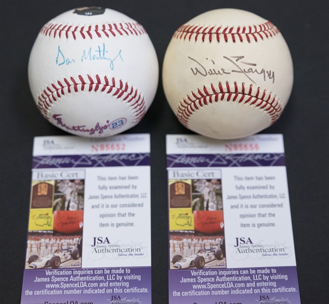 Willie Stargell & Don Mattingly Signed Baseballs - JSA