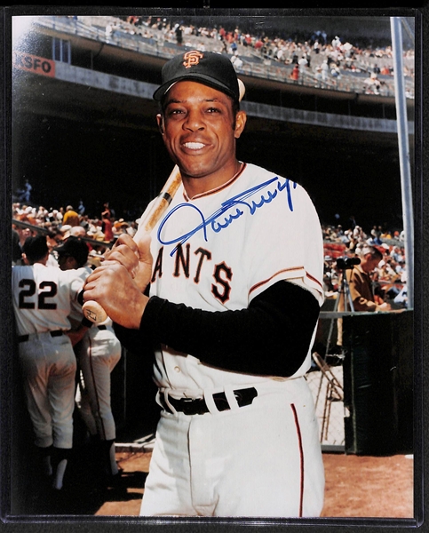 Hank Aaron & Willie Mays Signed 8 x 10 Photos - JSA