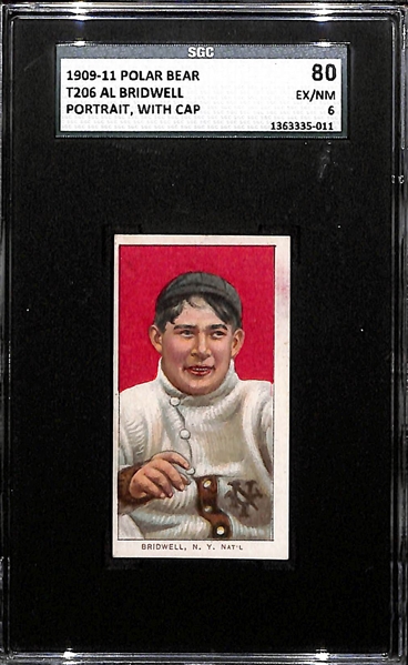 1909 T206 Al Bridwell - Portrait With Cap - Polar Bear Back - SGC 80 (6)