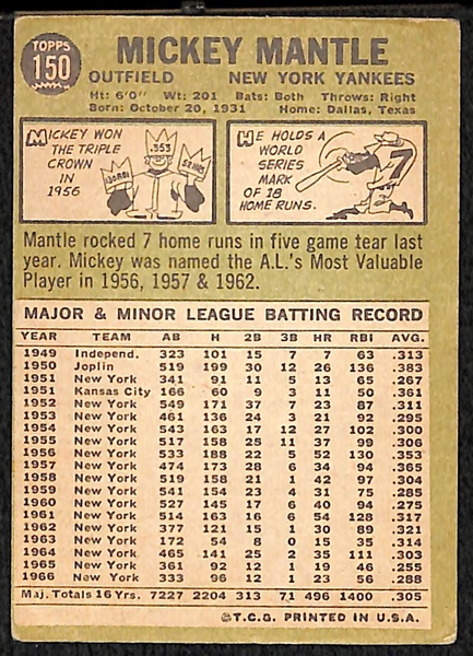 1967 Topps #150 Mickey Mantle Card