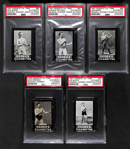 Lot Of 5 1909 Ogden's Boxing Cards PSA Altered w. Burge