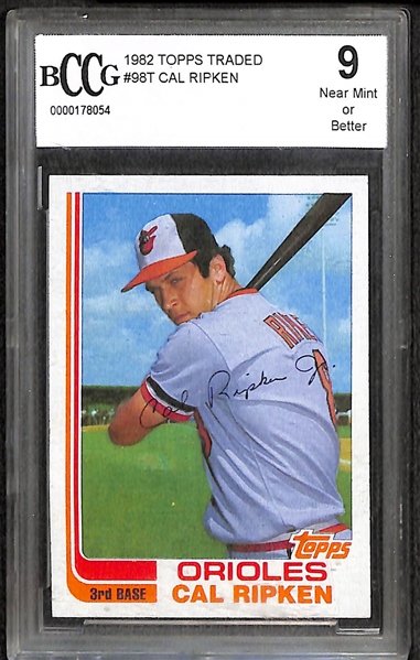Cal Ripken Jr & Chipper Jones Graded Rookie Cards w. 1982 Topps Traded Cal Ripken Rookie