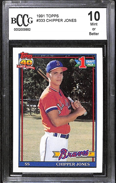 Cal Ripken Jr & Chipper Jones Graded Rookie Cards w. 1982 Topps Traded Cal Ripken Rookie