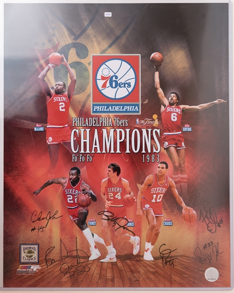 1983 Philadelphia 76ers Champions 16 x 20 Photo Signed by 6 Players
