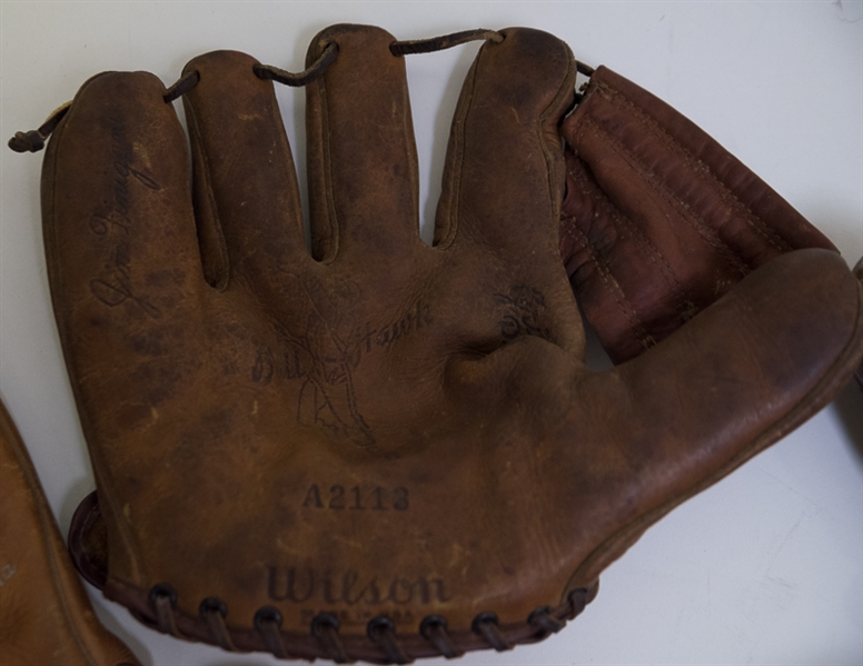 Lot Of 6 Vintage Baseball Gloves w. Jim Finnegan