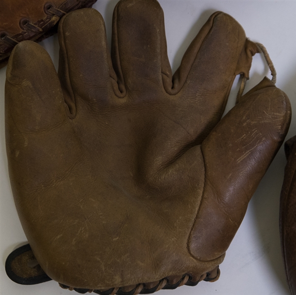 Lot Of 6 Vintage Baseball Gloves w. Jim Finnegan