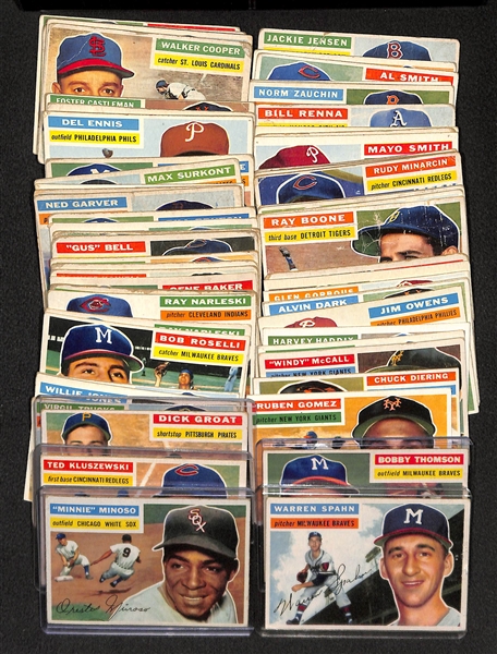 Lot of 72 1956 Topps Baseball Cards w. Warren Spahn
