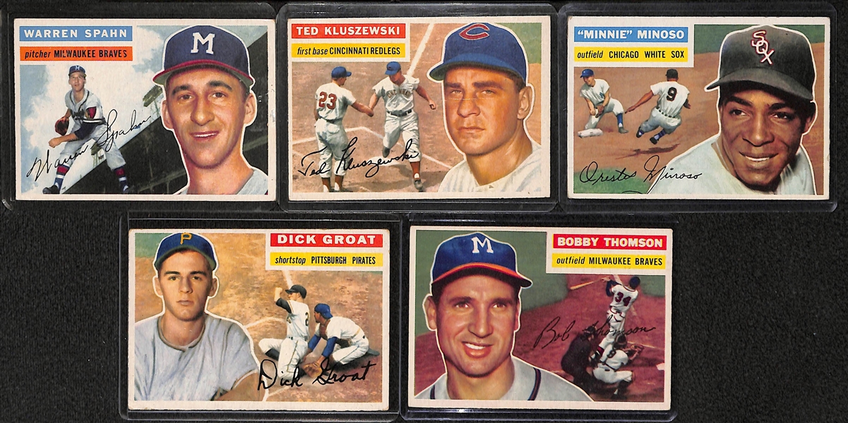 Lot of 72 1956 Topps Baseball Cards w. Warren Spahn