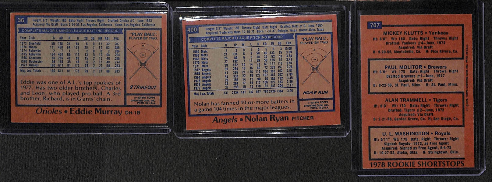 1978 Topps Complete Baseball Set w. Eddie Murray & Molitor/Trammell Rookie Cards