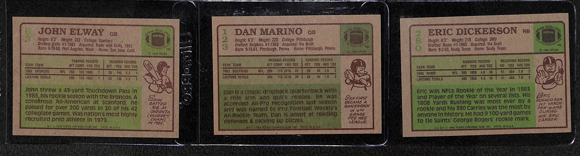 1984 Topps Complete Football Set w. Elway, Marino, & Dickerson Rookie Cards
