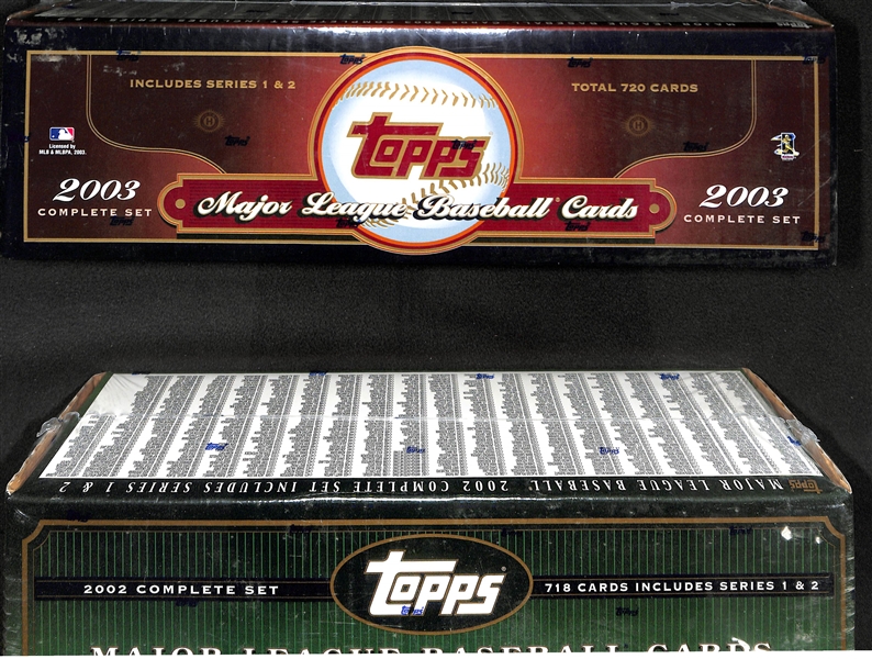 Lot of 2 - 2002 & 2003 Topps Factory Sealed Baseball Card Sets w. Joe Mauer Rookie & Cliff Lee