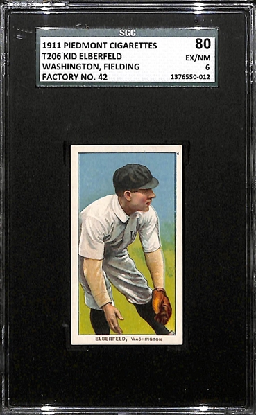 1911 T206 Kid Elberfeld - Washington Fielding - Piedmont Back - SGC 80 (6) - Factory 42!