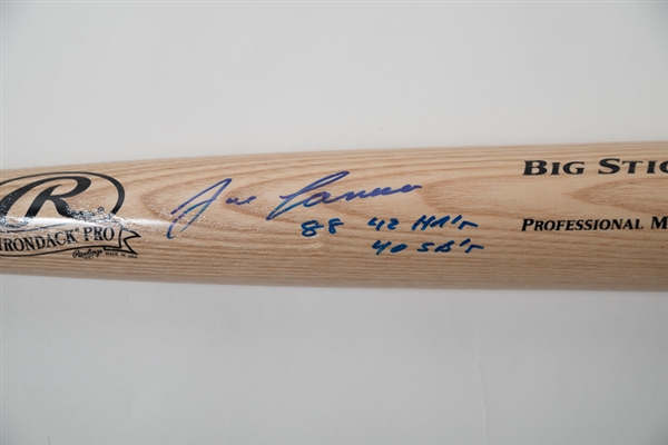 Jose Canseco Signed & Inscribed Rawlings Baseball Bat - Leaf