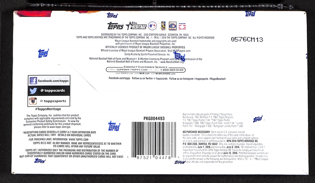 2016 Topps Heritage Baseball Sealed Hobby Box