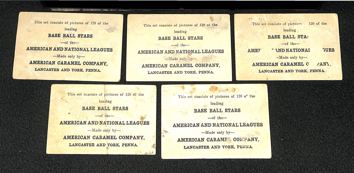Lot of (5) 1922 E121 American Caramel Cards of New York Yankees.