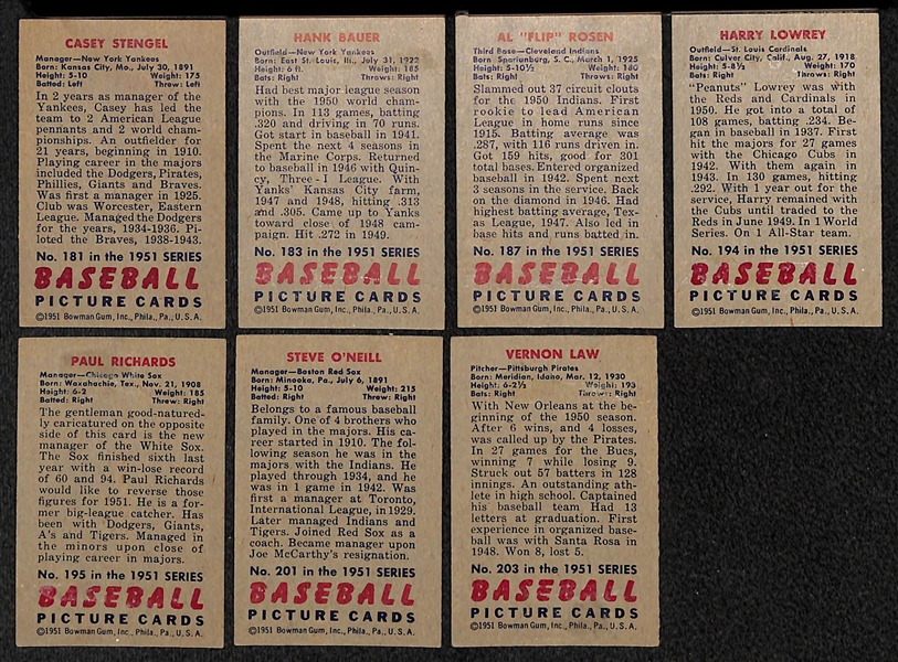 Lot Of 20 1951 Bowman Cards w. Casey Stengel