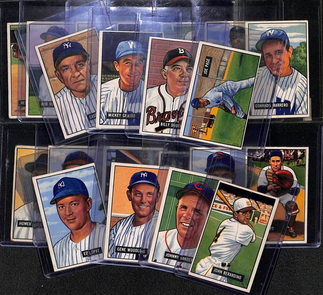 Lot Of 21 1951 Bowman Cards w. Casey Stengel