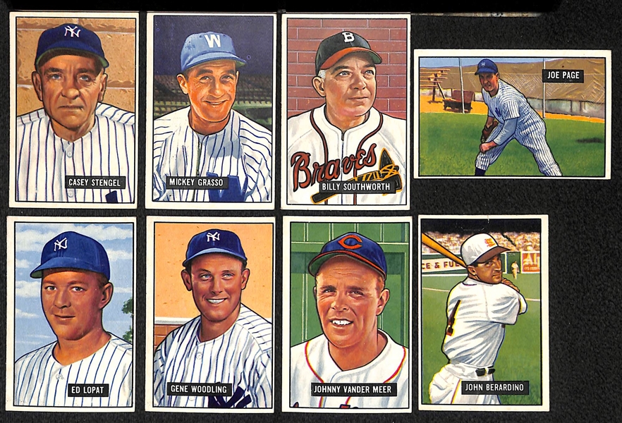 Lot Of 21 1951 Bowman Cards w. Casey Stengel