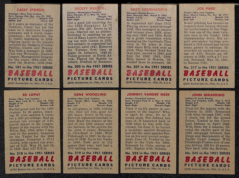 Lot Of 21 1951 Bowman Cards w. Casey Stengel